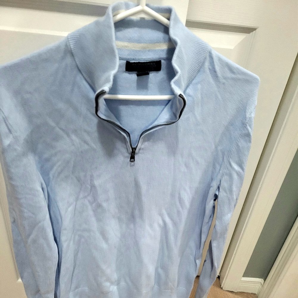 Banana Republic Light Blue Quarter Zip Cotton Cashmere Sweater Like New